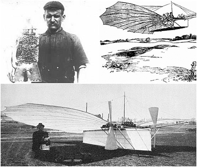 구스타프와 동력 엔진과 그의 Number21과 비행했던 기록을 남긴 스케치 < 출처: 위키피디아/> 